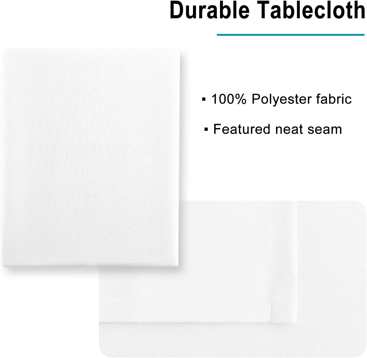 Hiasan White Rectangle Tablecloth - Waterproof Washable Polyester Fabric Table Cloth for Buffect Dining Birthday Party Wedding, 60 x 140 Inch
