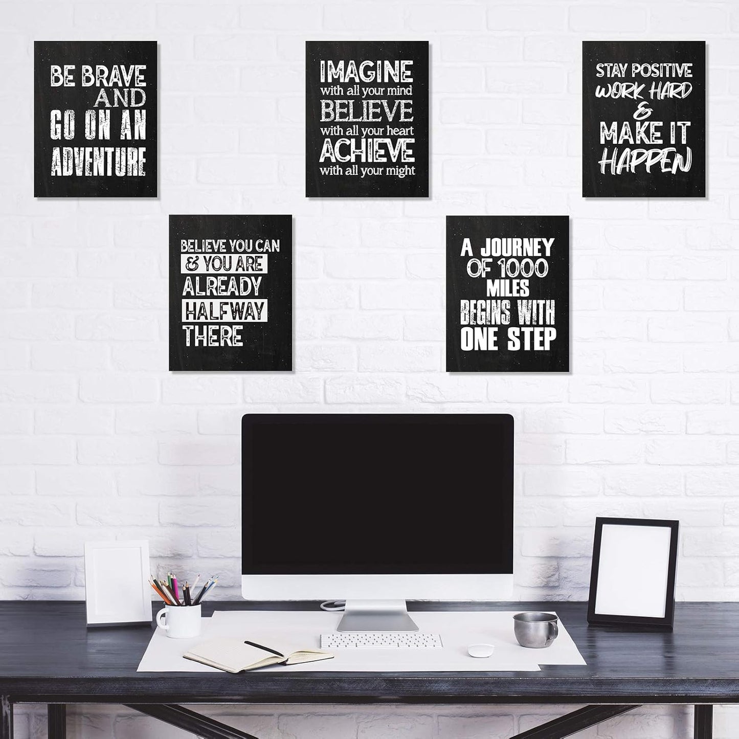 10 Pieces Inspirational Wall Poster Positive Quote Posters Wall Decor Affirmation Art Posters with 80 Glue Points for Classroom Living Room Office Walls Decorations