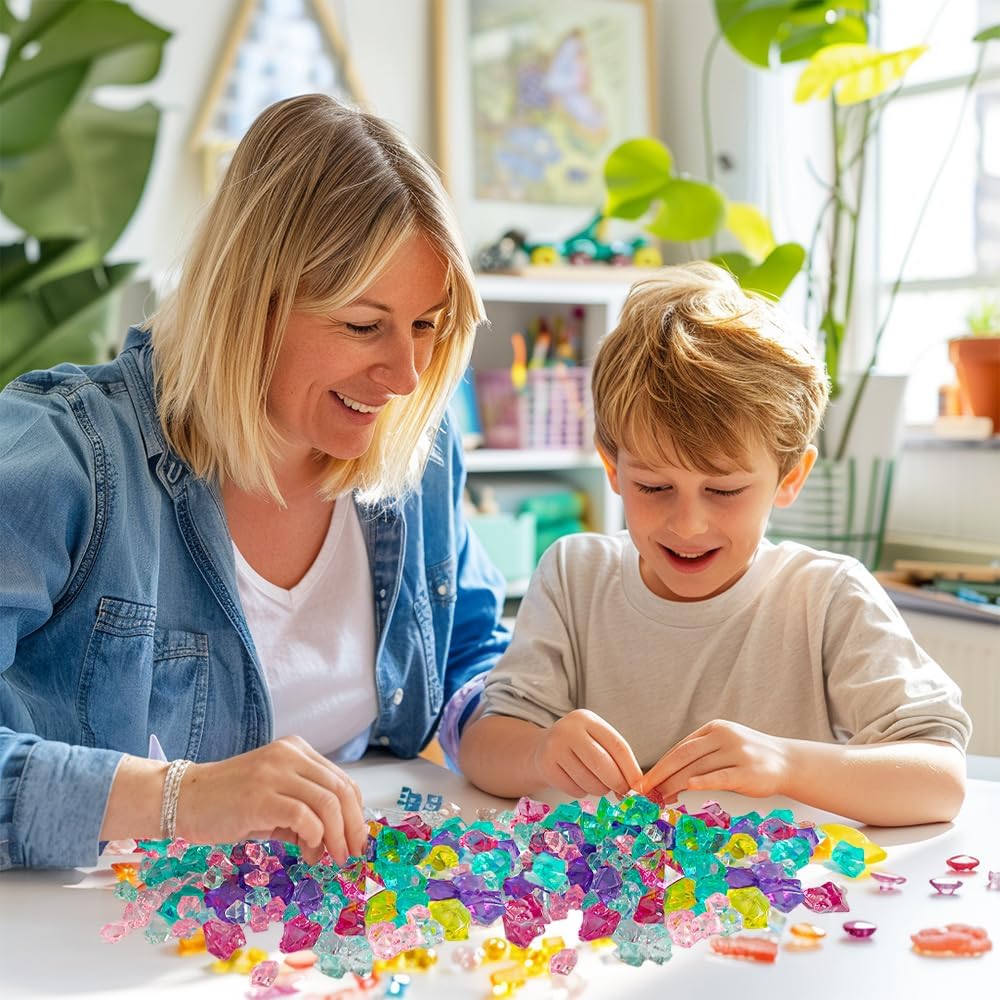 HappyFiller Fiestal Style Multi Colored Fake Ice Rocks Cubes Acrylic Gems Stones for Vase Fillers,Mermaid Birthday Party,Wedding Centerpieces Table Scatters,Floral Arrangement,Home Accents,15 OZ