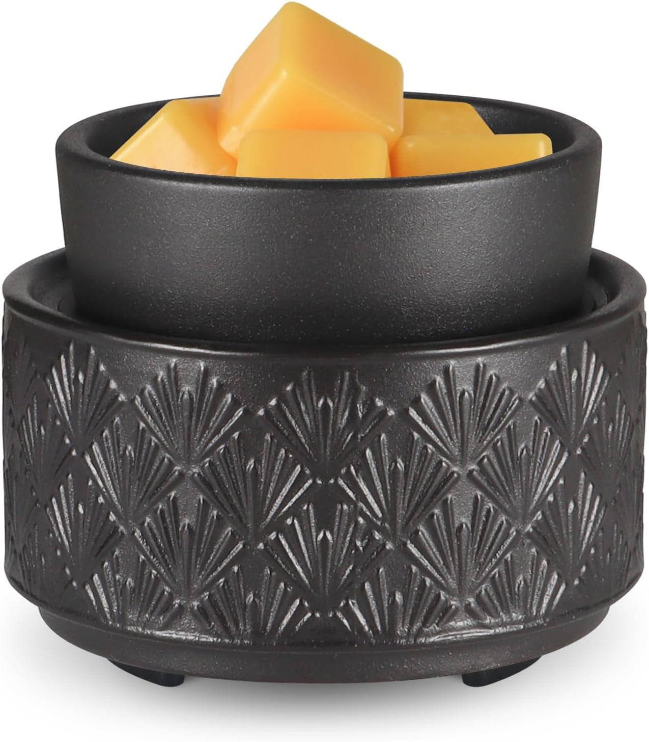mocosa Ceramic Wax Warmer Wax Melt Warmer for Scented Wax 3-1 Electric Candle Warmer Home Fragrance Wax Burner as Gifts for Mom Grandma Women(Black-Fan Shaped)