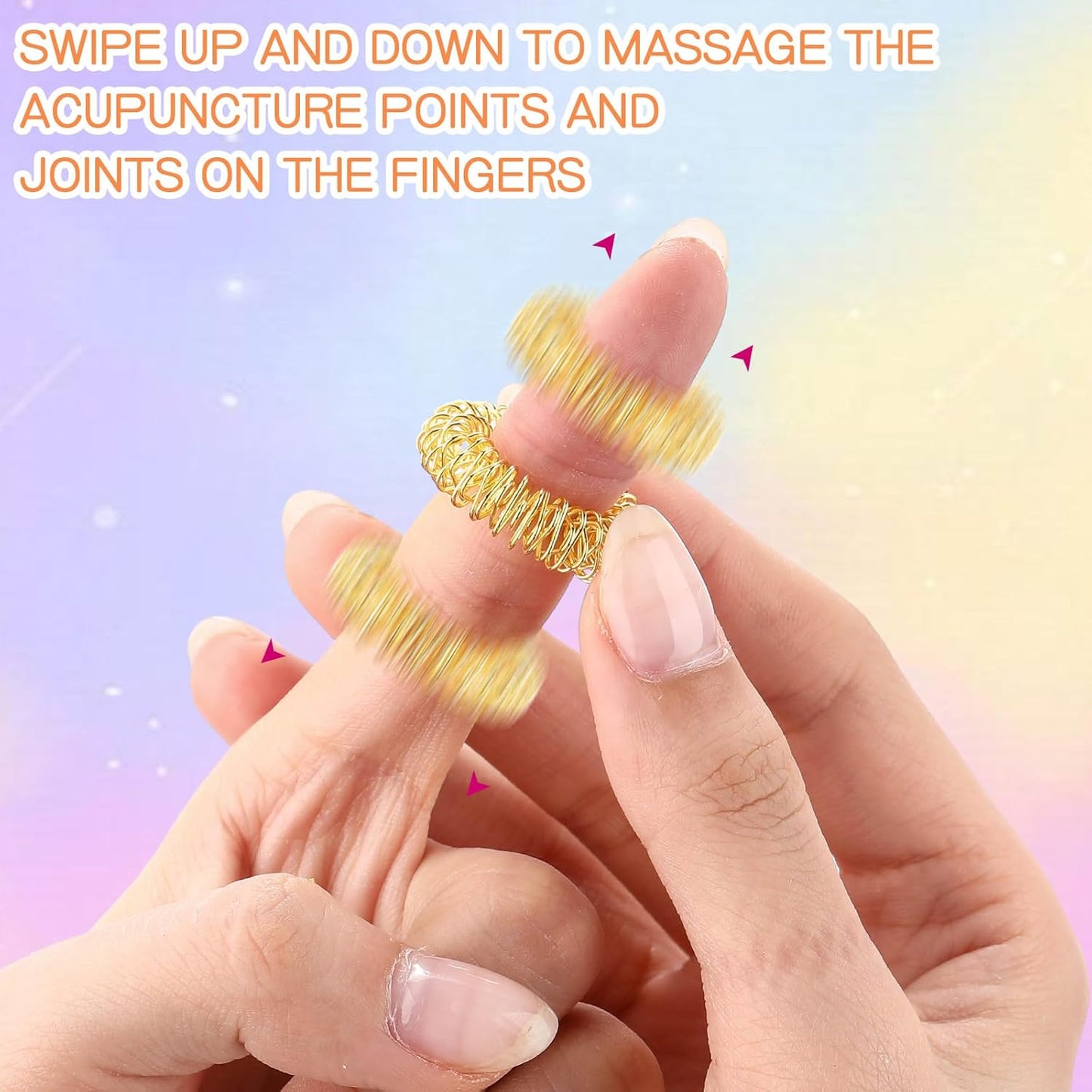100 Pack Spiky Sensory Finger Rings, Acupressure Spiky Sensory Finger Rings for Adults, Silent Stress Reducer and Massager Fidget Ring for Anxiety for Men, Women(Vivid Colors)