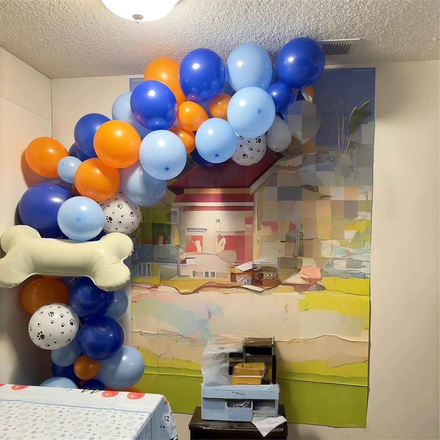 Blue and Orange Balloons Set, 12 Inch Orange Royal Pastel Dark Blue Balloon with Paw Print Balloons for Boys Girls Dog Puppy Paw Theme Decor Baby Shower Birthday Party Decorations Supplies