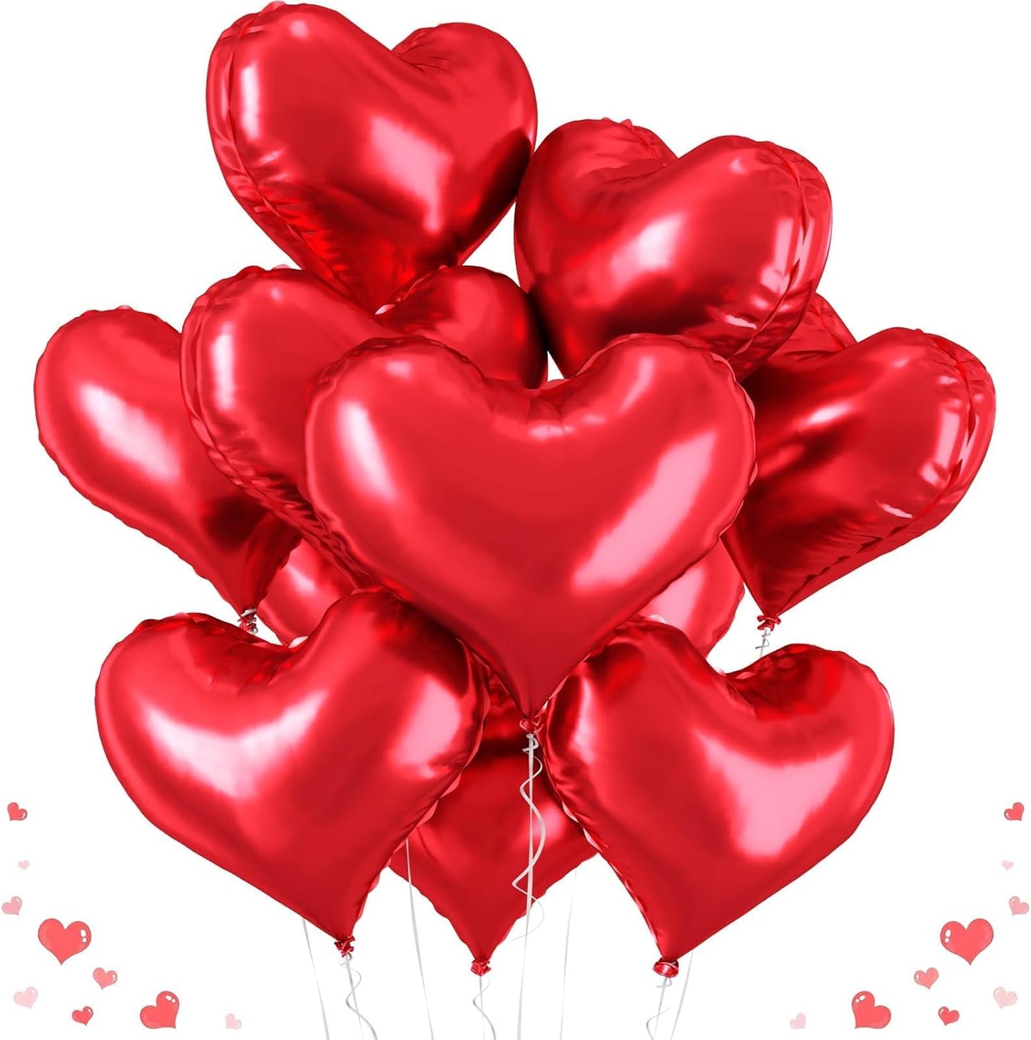 20 Inch Red Heart Balloons, 10 Pcs Heart Shaped Valentine Foil Balloons, Red Love Helium Balloon for Valentine Bridal Shower Anniversary Wedding Birthday Bachelorette Party Decorations
