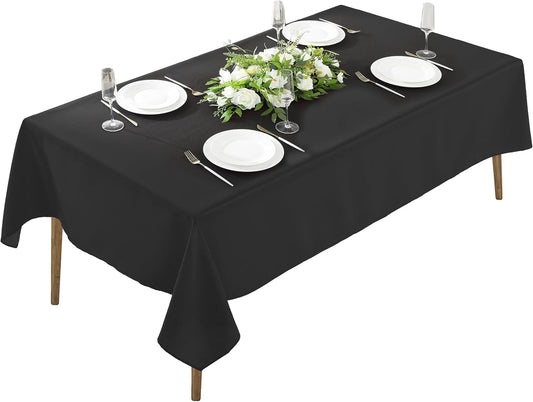 Craft And Party Rectangle Tablecloth - 60 x 84 Inch Black Tablecloth, Polyester Fabric Washable for Home, Party, Wedding or Restaurant Use