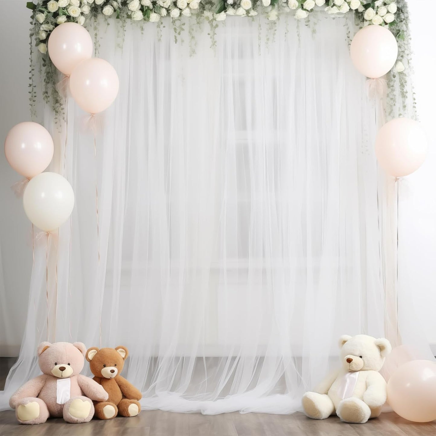 20ft X 10ft White Tulle Backdrop Curtain for Parites, Sheer Backdrop Curtains Fabric Drapes for Wedding Ceremony Arch Party Stage Decorations