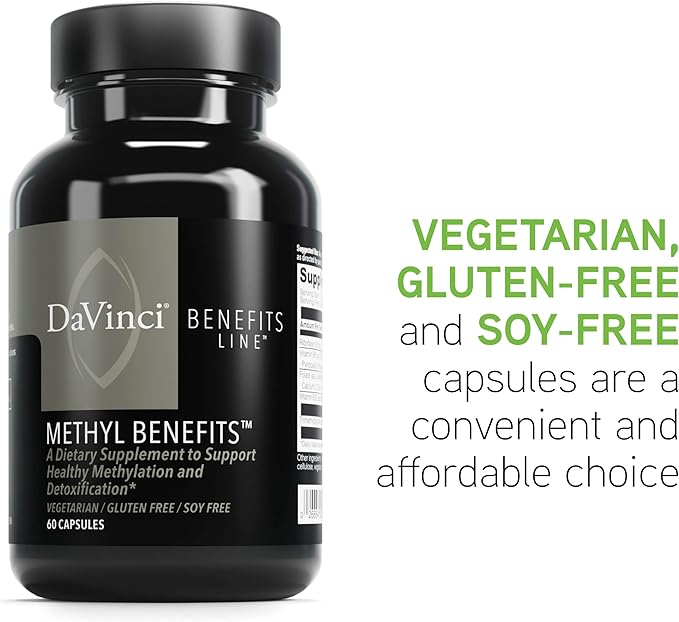 DAVINCI Labs Methyl Benefits - Dietary Supplement to Support Healthy Methylation, Detoxification and Energy Production* - with Vitamin B6, B12, Folate, and More - Gluten-Free - 60 Vegetarian Capsules