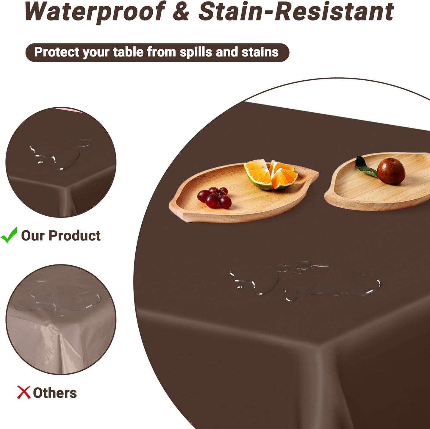 QZYL 12 PCS Brown Plastic Tablecloths, 54 in x 108 in Dinner Table Cloths, Rectangle Table Cover for Birthday Party Family Gathering Wedding