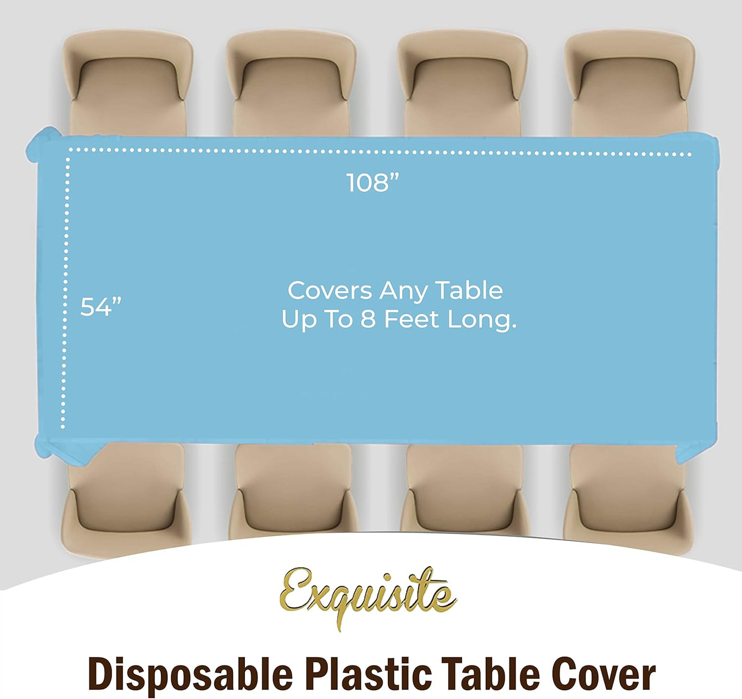 Exquisite *Premium* Sky Blue Table Cover 12 Pack
