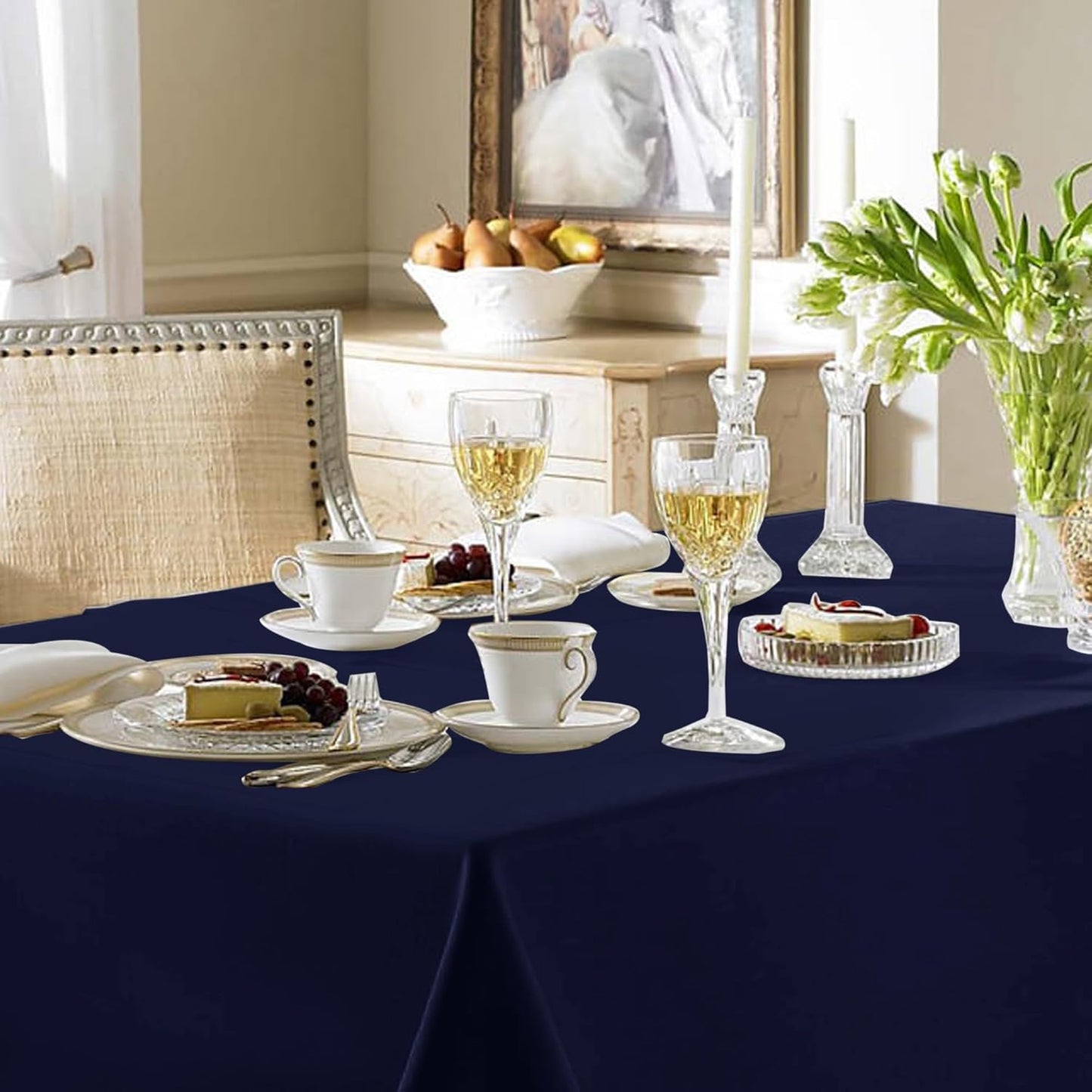 Fitable Navy Rectangle Tablecloths for 6 Foot Tables, 6 Pack - 70 x 108 Inches - Stain Resistant and Washable Table Clothes, Polyester Fabric Table Covers for Wedding, Party, Banquet, Buffect