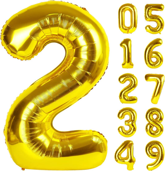 40 Inch Gold 0-9 Number Mylar Foil Balloons 2 Gold Digital Balloons for 2nd 12th 20th 21st Birthday Party Engagement Graduations Anniversary Baby Shower Decorations Party Supplies