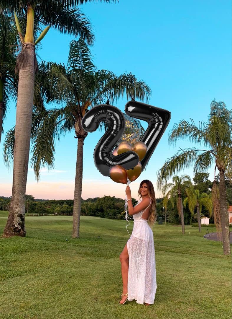 40 Inch Black Number Balloon 0-9(Zero-Nine), Big Size Happy Birthday Balloon, Foil Helium Big Number Balloon for Birthday Celebration Decorations Graduations Anniversary Photo Shoot