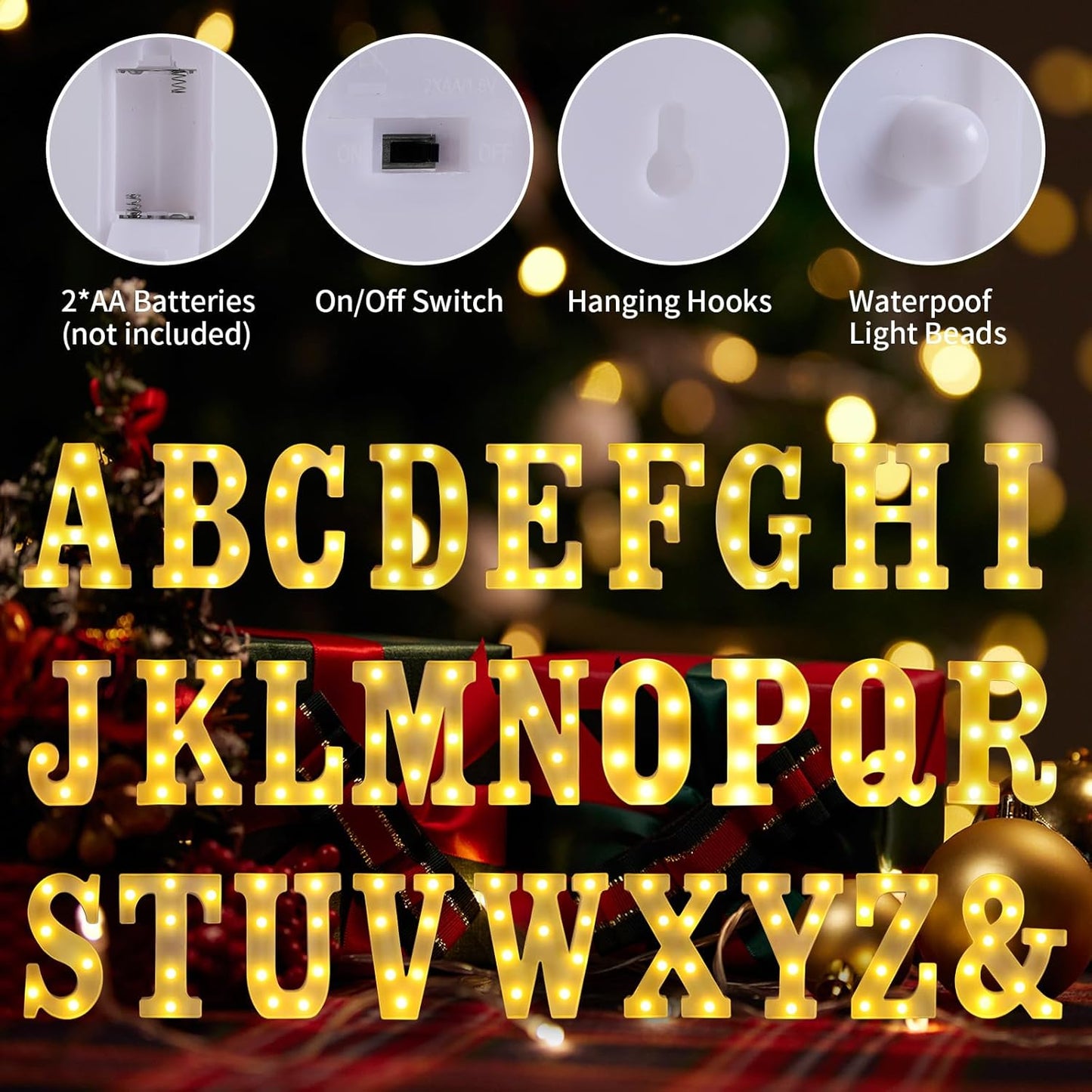 Light Up Letters U,LED Sign Marquee Letters 26 Alphabet for Party Birthday Name,Wedding,Christmas Decorations,Personalized Name Sign Letter for Centerpieces Table and Wall Decor