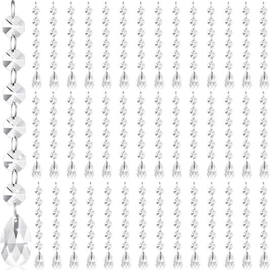 Nuenen 100 Pcs Acrylic Hanging Crystals for Centerpieces Chandelier Clear Crystal Garland Strands Ornament Acrylic Clear Beads Prisms Pendant for Christmas Tree Window Home Decoration(Teardrop)