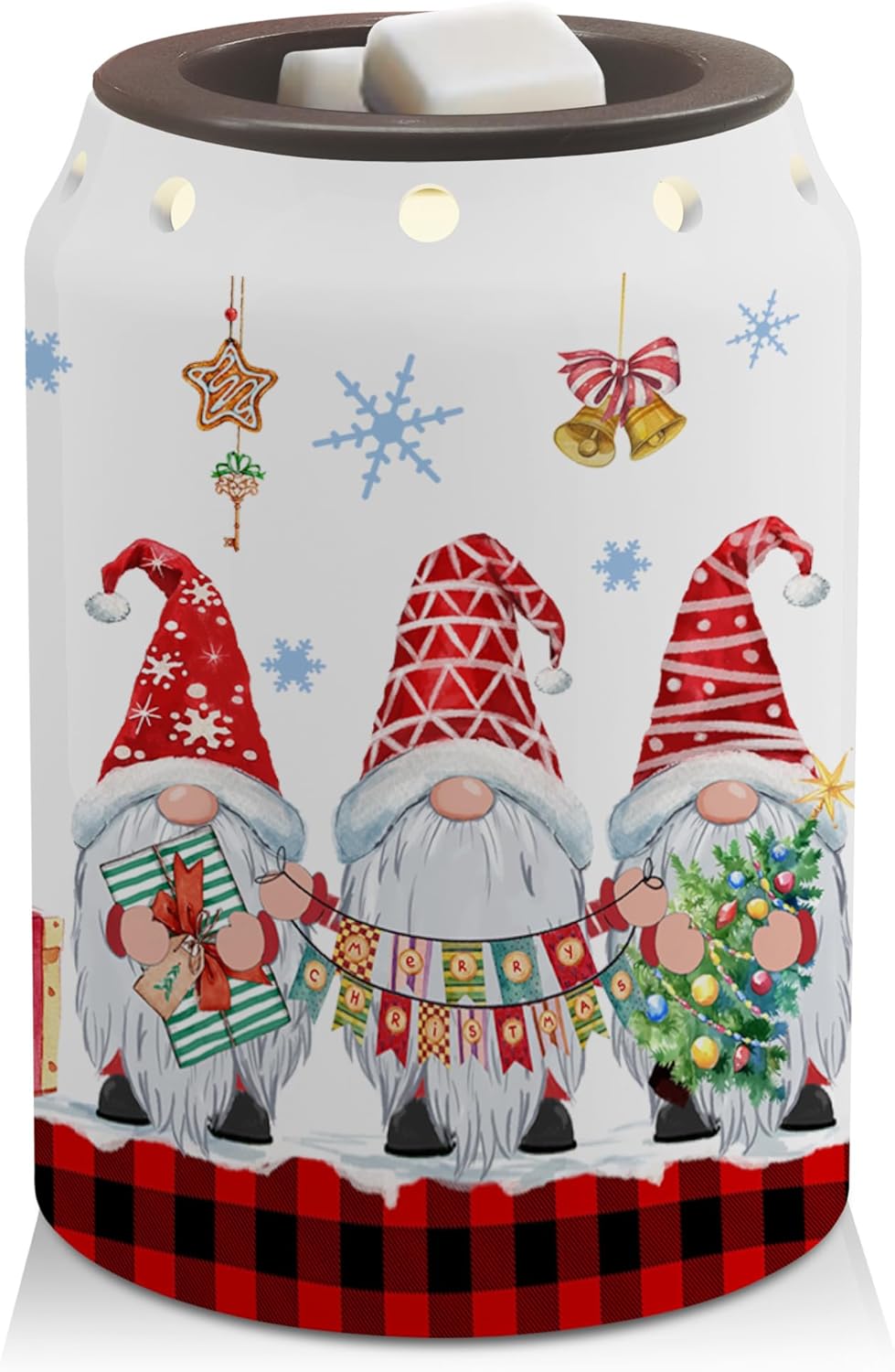 Pinata Christmas Decorations for Home, Gnomes Christmas Wax Warmer, Ceramic Wax Melt Warmer for Oil Candle, Xmas Decor for Living Room Kitchen Bathroom, Unique Women Relaxing Gifts