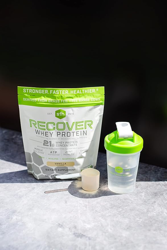 SFH Recover Whey Protein Powder (Vanilla) Great Tasting Grass Fed Whey for Post Workout | All Natural | No Soy, No Gluten, No RBST, No Artificial Flavors (20 Serving Bag)