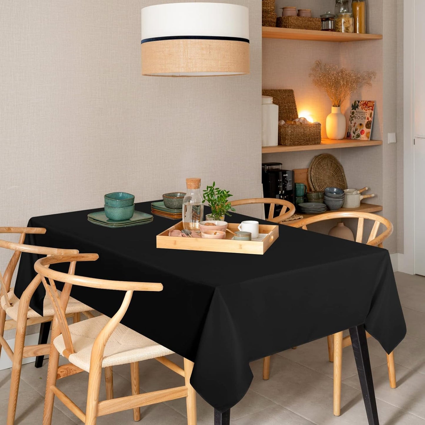 sancua 8 Pack Black Tablecloth 60 x 102 Inch, Rectangle Table Cloth for 6 Feet Tables - Stain and Wrinkle Resistant Washable Polyester Table Cover for Dining Tables, Buffet Parties and Camping