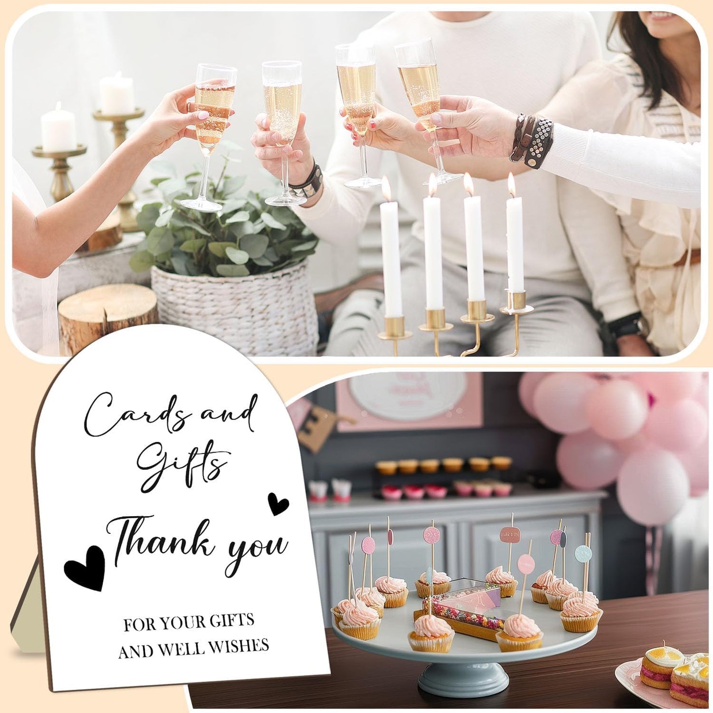 Cards and Gift Sign, Minimalist Wedding Decoration Sign, Thank You Gifts for Friends, Bridal Shower Baby Shower Favors, Bridal Shower Baby Shower Party Supplies 9 * 11IN