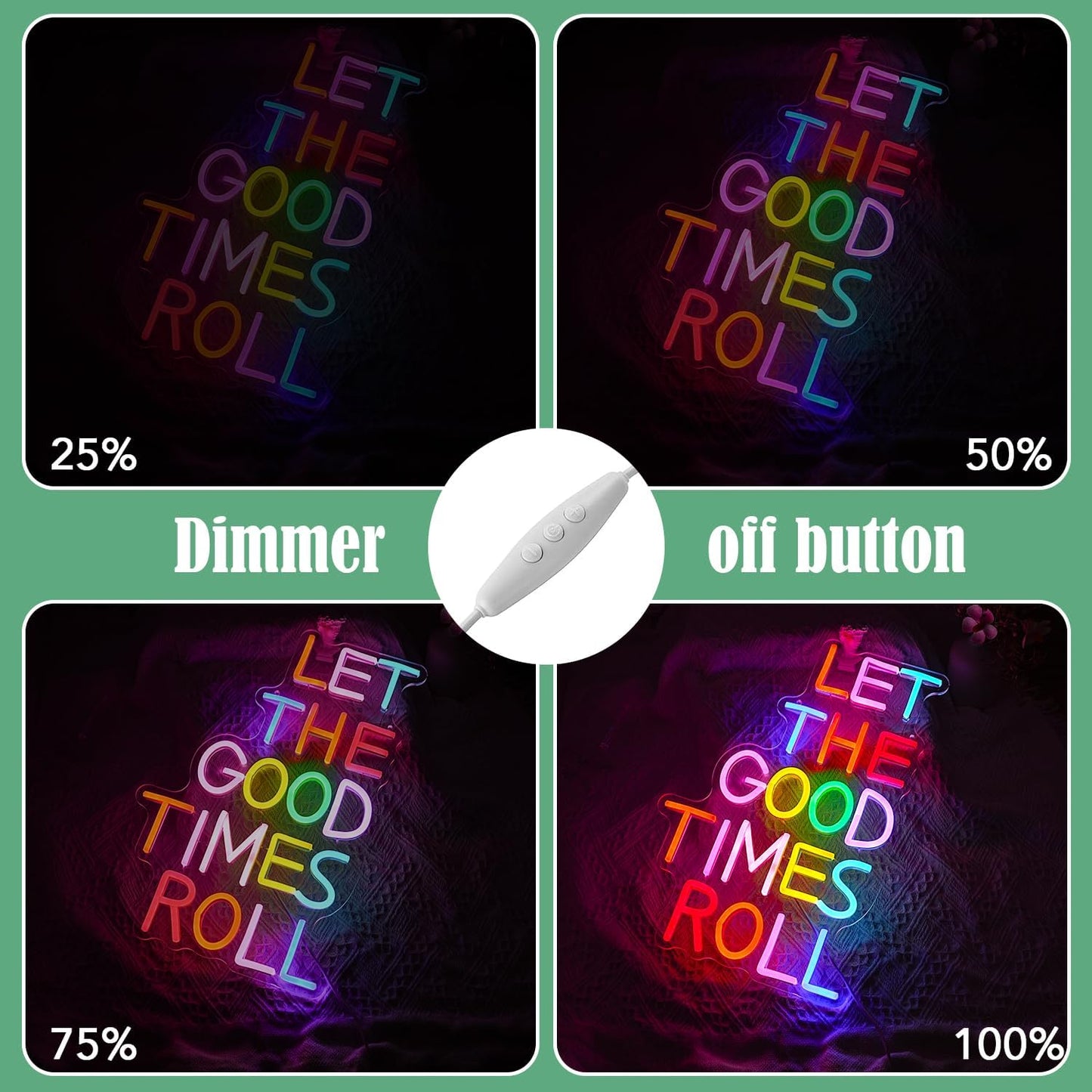 Let The Good Times Roll Neon Sign Good Times Sign Neon Light for Wedding Decor Colorful Words Led Light Sign for Bedroom Bar Party Wall Decor Dimmable 16.5 * 10.6 In Neon Sign