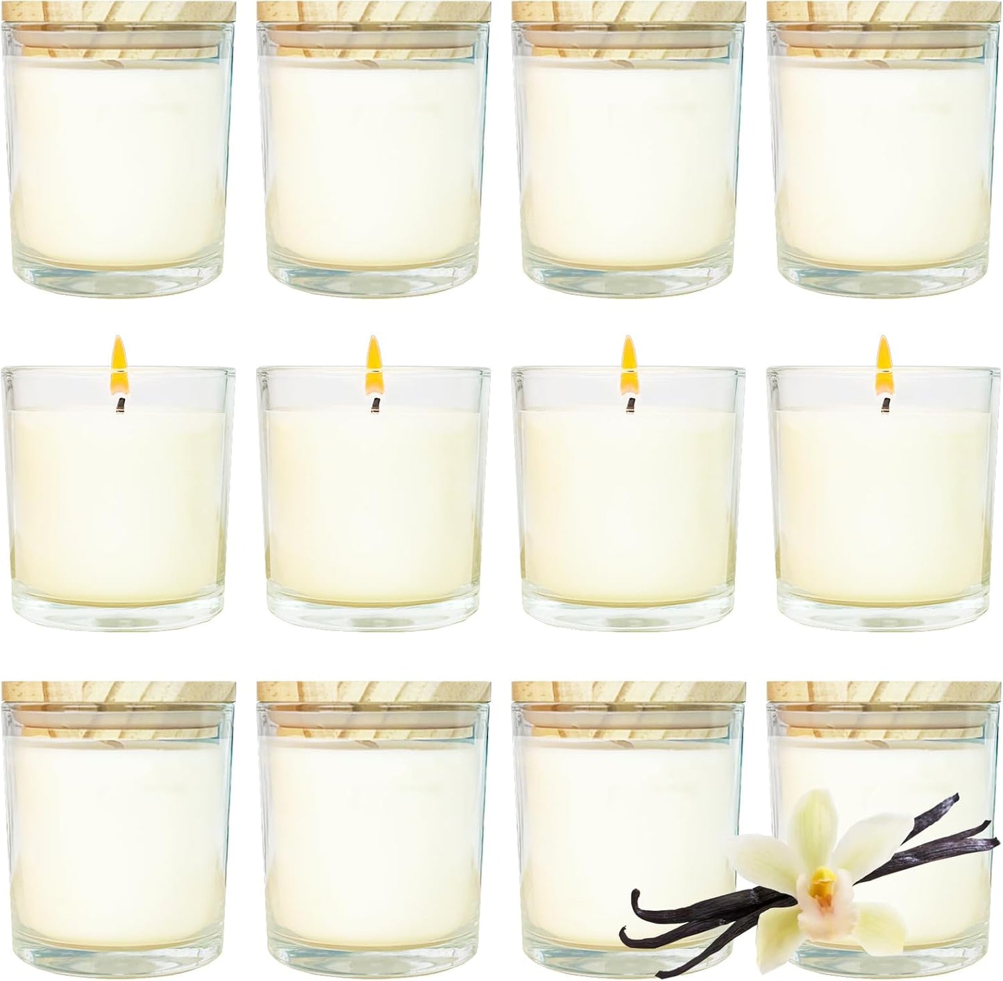12 Pcs 6 Oz Bulk White Soy Candles,Vanilla Scented Candles Set,Bulk Aromatherapy Candle,Great Stress Relieving Scented Candle for Girls as a Gift for Birthdays, Weddings and More!