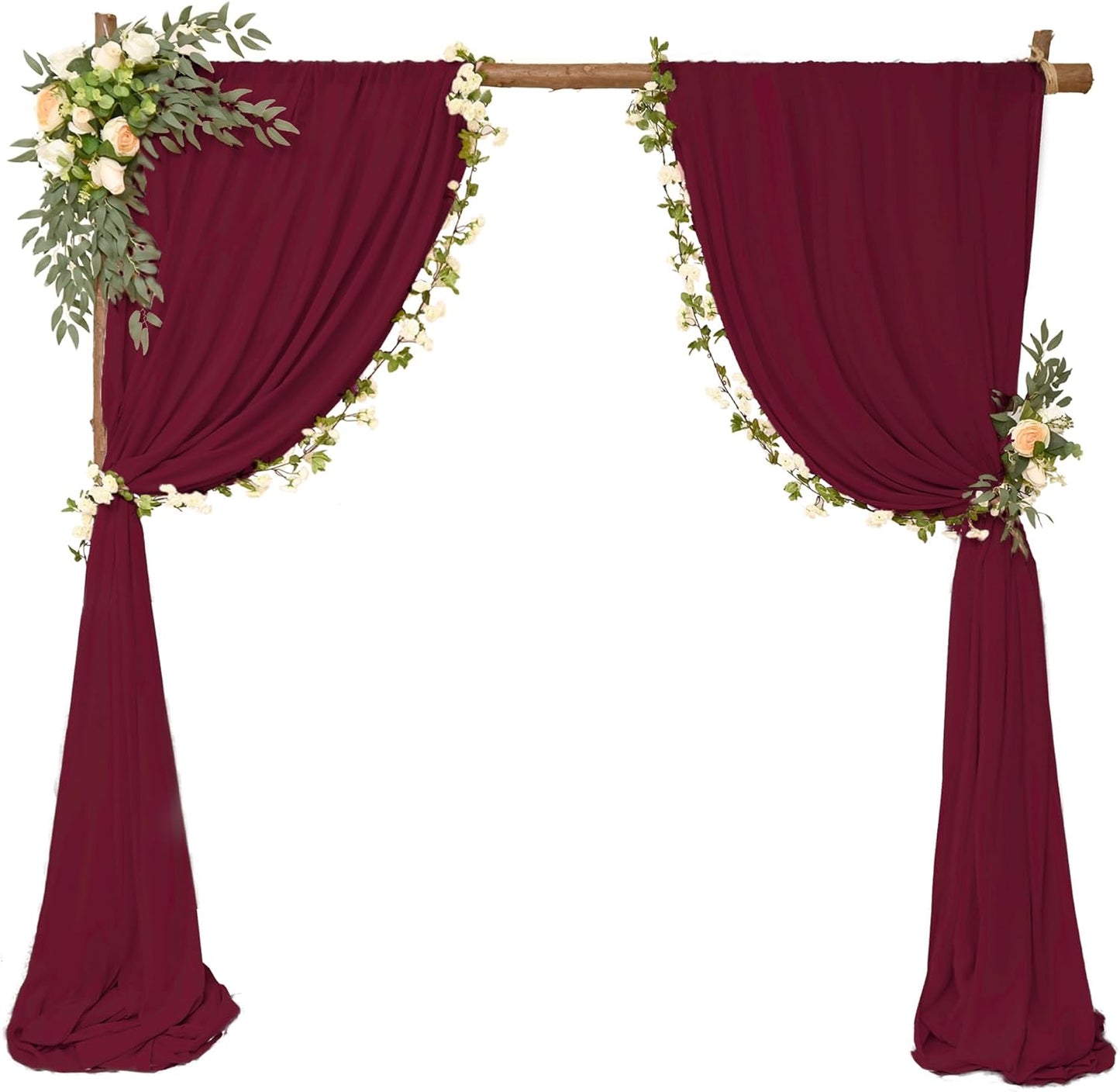 4 Panels Wedding Arch Draping Fabric 28" x 20Ft Chiffon Wedding Arch Drapes Chiffon Fabric Drape Sheer Backdrop Curtain for Nuptials Party Ceremony Birthday Reception Backdrop Ceiling Décor(Burgundy)