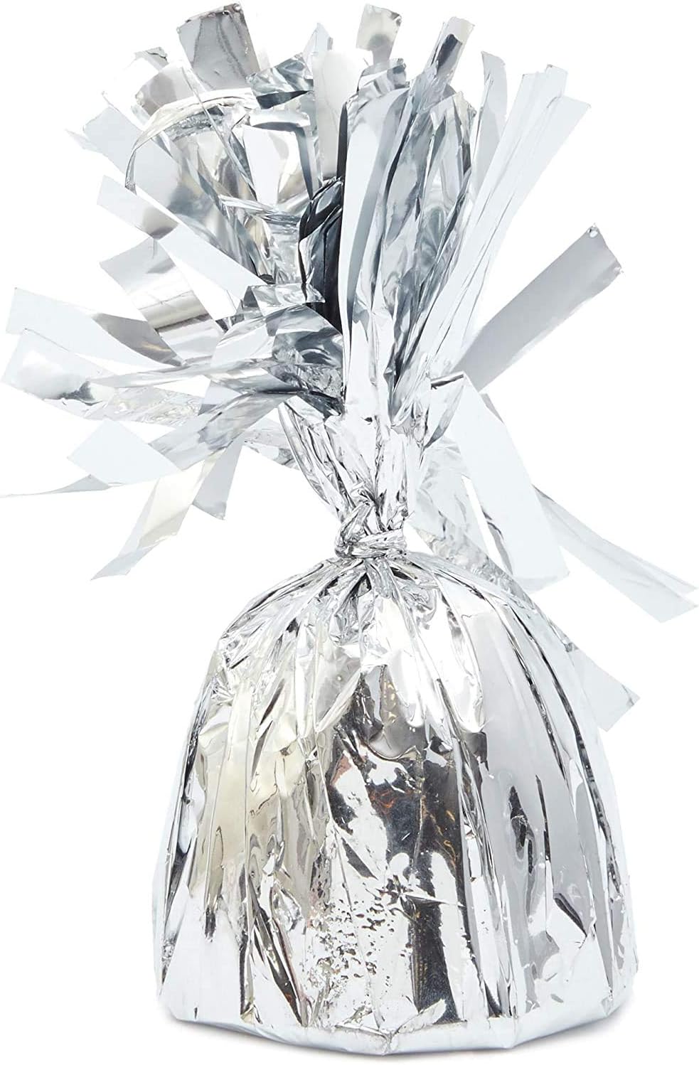 BLUE PANDA Balloon Weights - 4.5 x 2.35 in, Silver, 15 Pack - Table Balloon Stand Weight & Holder with Tinsel Tassel Fringe & Hook