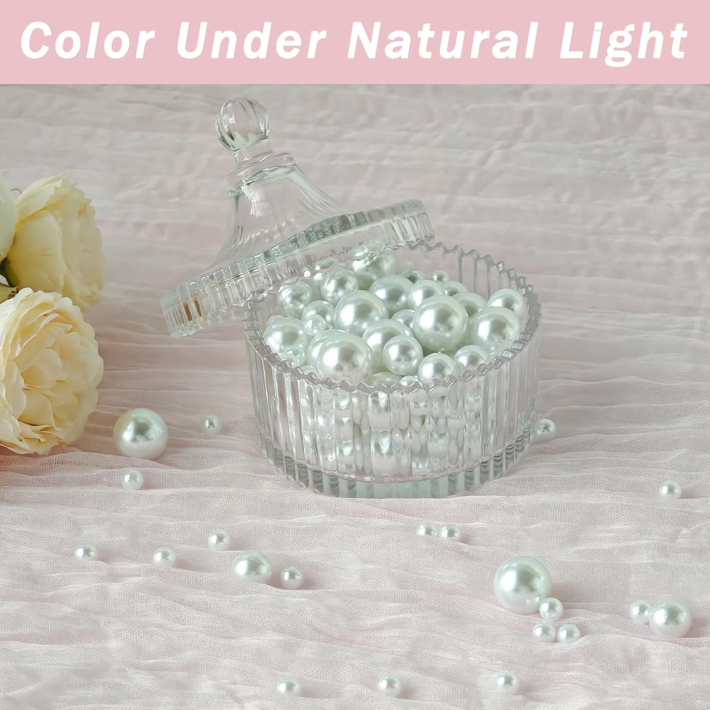 Floating Pearls for Centerpieces Vases, 250PCS White No Hole Fake Pearl Beads and 4000PCS Water Beads for Vase Filler Floating Beads for Wedding Home Party Decoration (White 8/14/20mm)