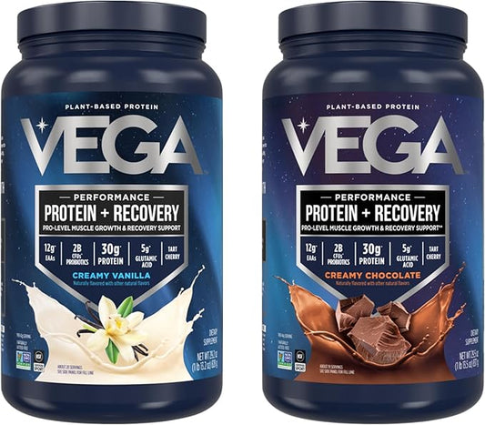 Vega Sport Premium Protein Powder Bundle, Chocolate + Vanilla, Plant Based Protein Powder Post Workout - Certified Vegan, Vegetarian, Keto-Friendly, Gluten Free, Dairy Free, BCAA Amino Acids