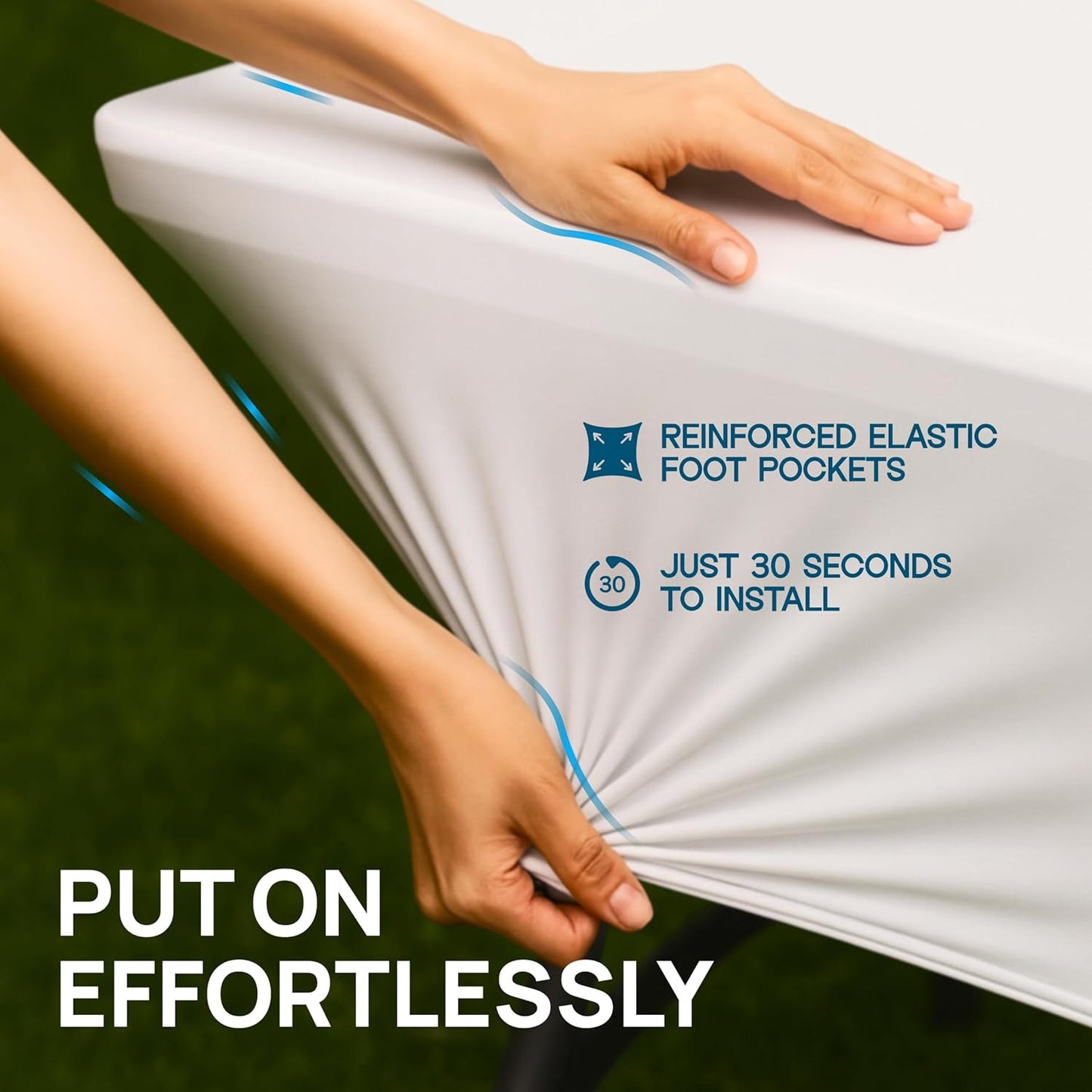 Stretch Spandex Table Covers 6FT, Pack of 2 Fitted Tablecloths for Rectangle Tables, Stretchy Wrinkle Resistant Folding Table Cover, White