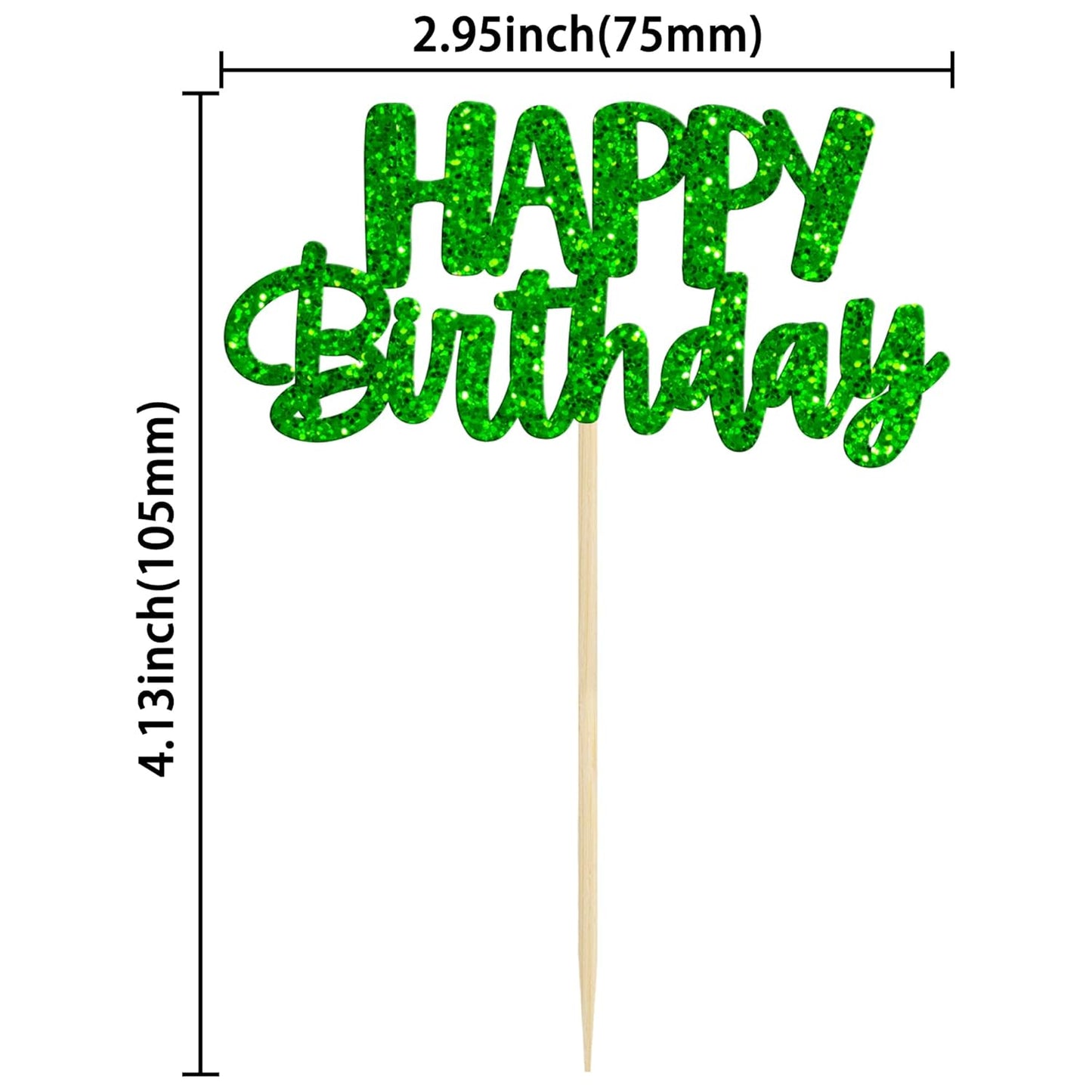 Gyufise 24Pcs Happy Birthday Cupcake Toppers Glitter Birthday Cupcake Food Picks for Celebrating Happy Halloween Theme Party Cake Decorations Supplies Silver Red Green Gold