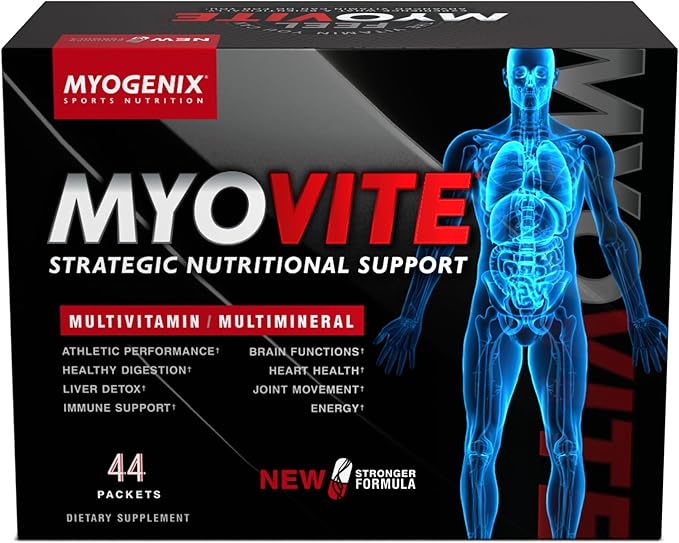 Myogenix Myovite Multivitamin – Daily Supplement – Designed for Athletes – Supports Joint, Heart, and Digestive Health – High Performance Vitamins for Men and Women – 44 Convenient Packets