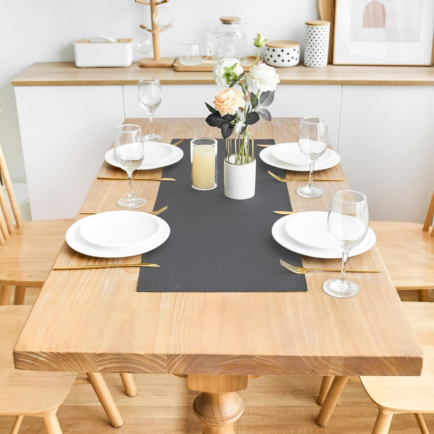 2 Pack Grey Small Short Table Runner 12 x 36 Inch Solid Color Runners Coffee Table Dresser for Daily Party Home Decoration