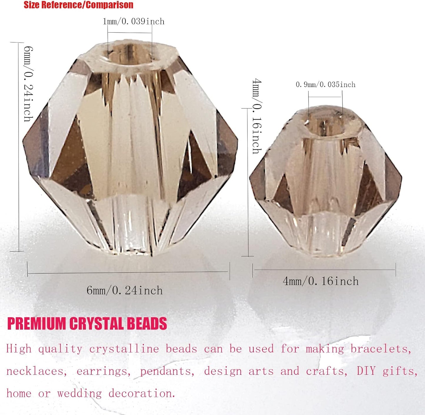 6mm Bicone 450Pcs Silver Champagne AB Crystal Glass Beads Faceted Bicone Shape Crystal Glass Spacer Beads for Bracelet Necklace Decorative Hand Jewelry Making (Silver Champagne AB, 6MM)