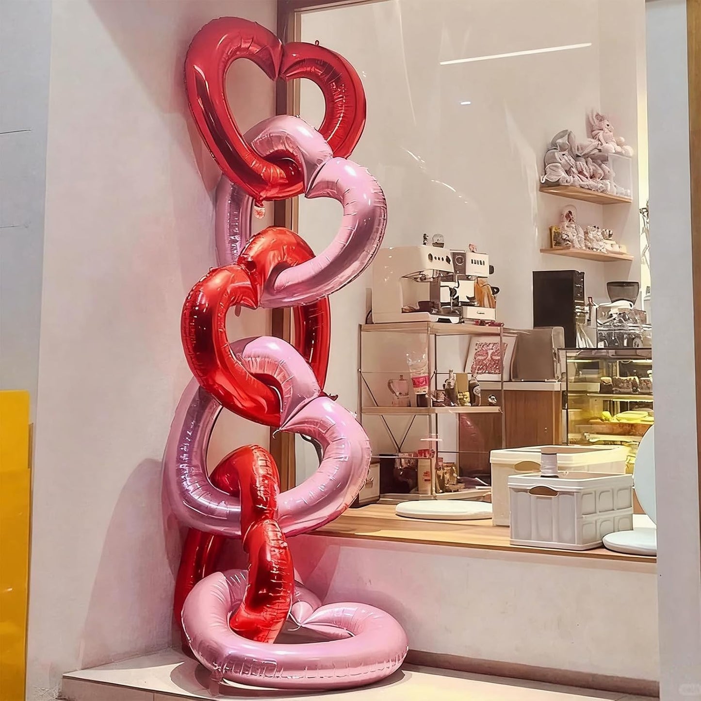 Pink Red Silver Heart Balloons,3Pcs 40Inch Large Hollow Out Heart Foil Balloons for Valentine's Day Birthday Wedding Anniversary Party Decorations