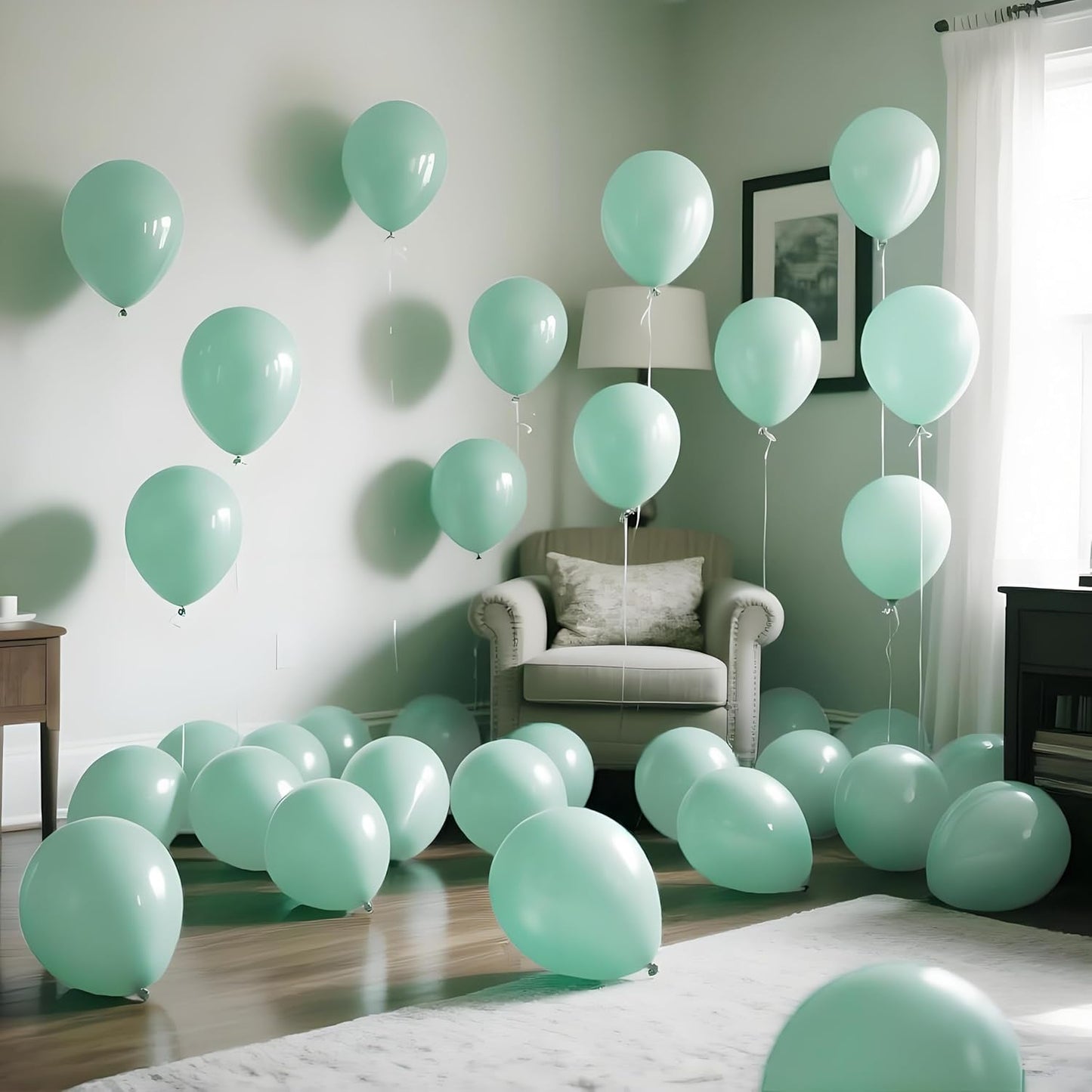 110pcs Pastel Green Balloon 12 Inch, Pastel Green Latex Balloons for Birthday Party Baby Shower Wedding(with 2 Ribbons).