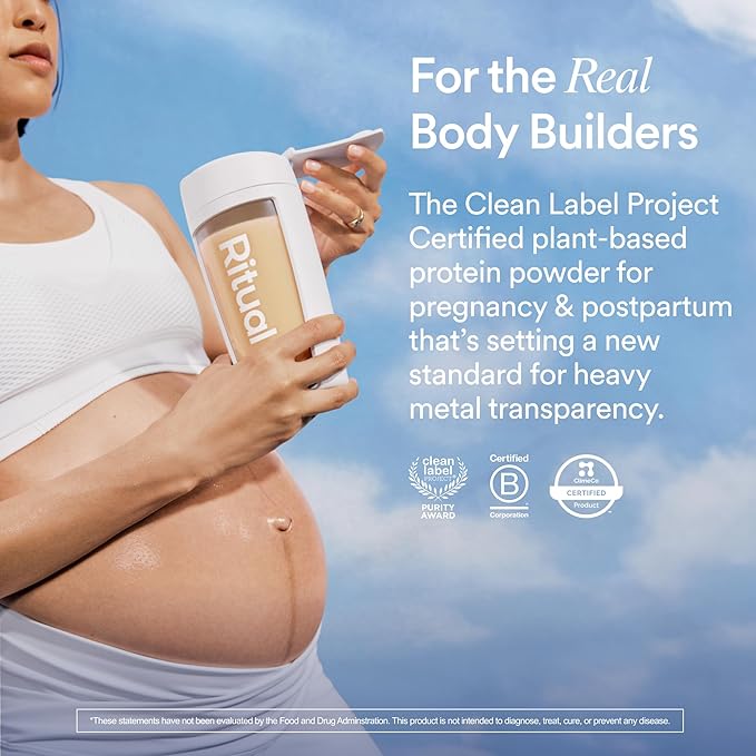 Ritual Prenatal Vegan Plant Based Protein Powder: Choline to Support Pregnancy, Postpartum, & Lactation, 20g Organic Pea Protein from Regenerative Farms in USA, Sugar Free†, Vanilla, 1 Lbs
