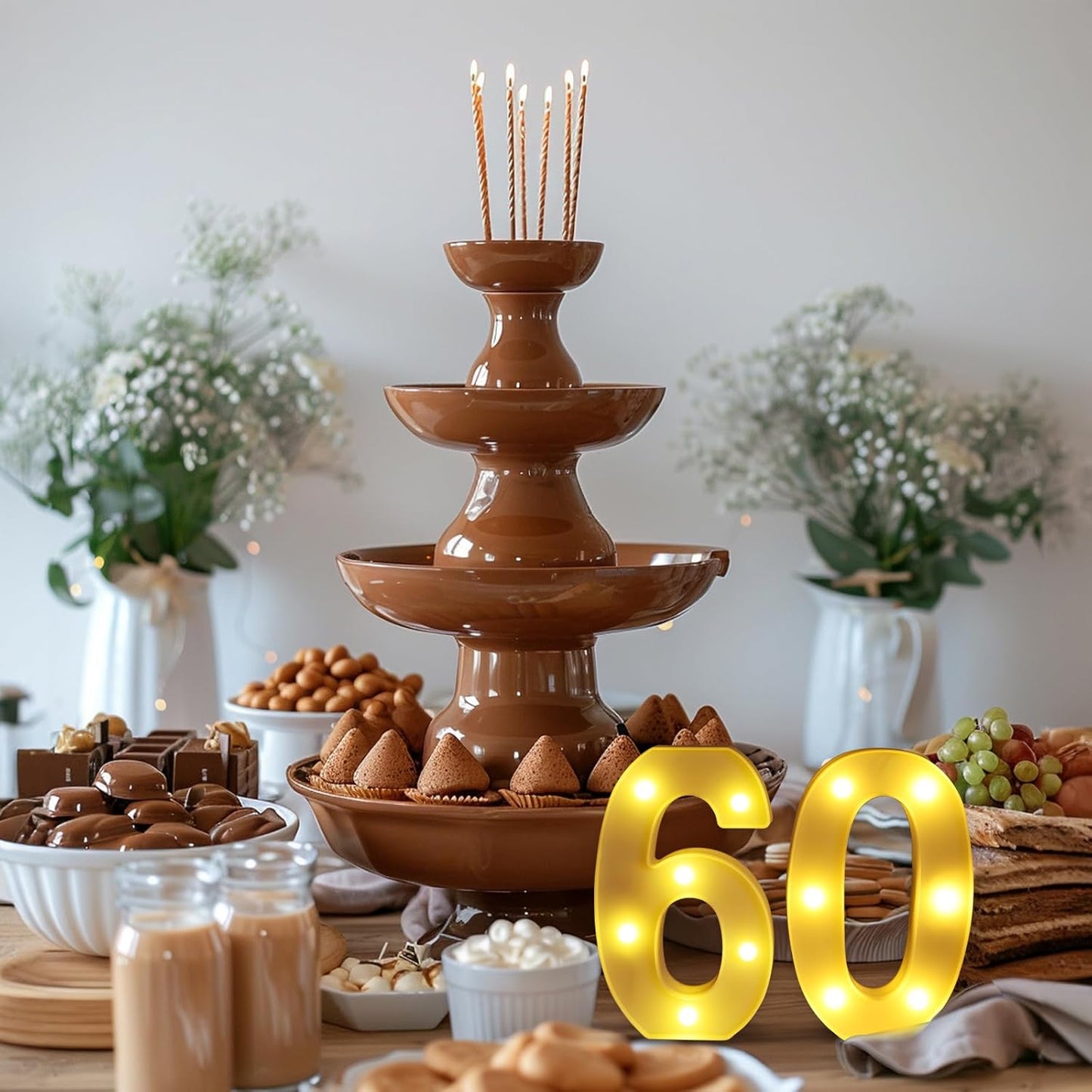 60th Birthday Decorations for Women Men,Happy 60 Birthday Decorations for Centerpieces Table,60 Light Up Numbers Sign Led for Party Backdrop Wall Decor for Wedding Anniversary Home
