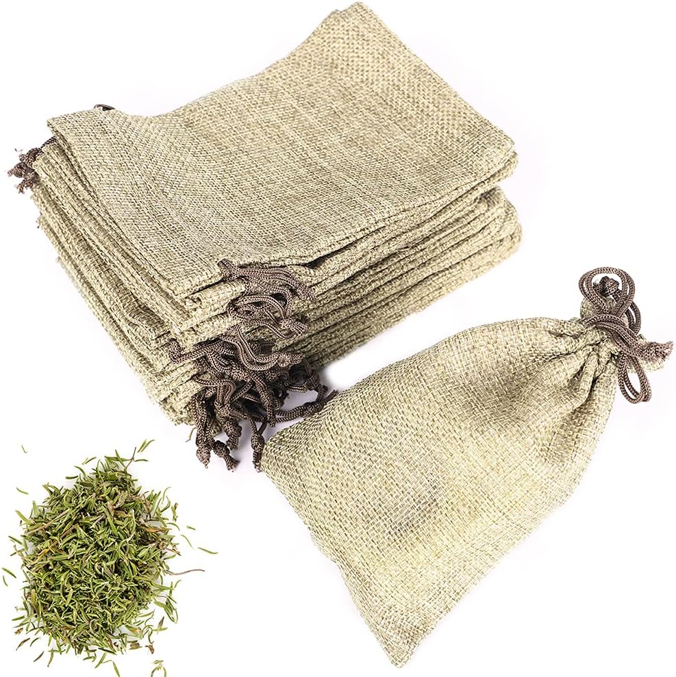 LYSXP 50PCS Burlap Bags with Drawstring，4x6 Inch Cream color Drawstring Gift Bag Jewelry Pouches for Wedding Party Favors, DIY Craft