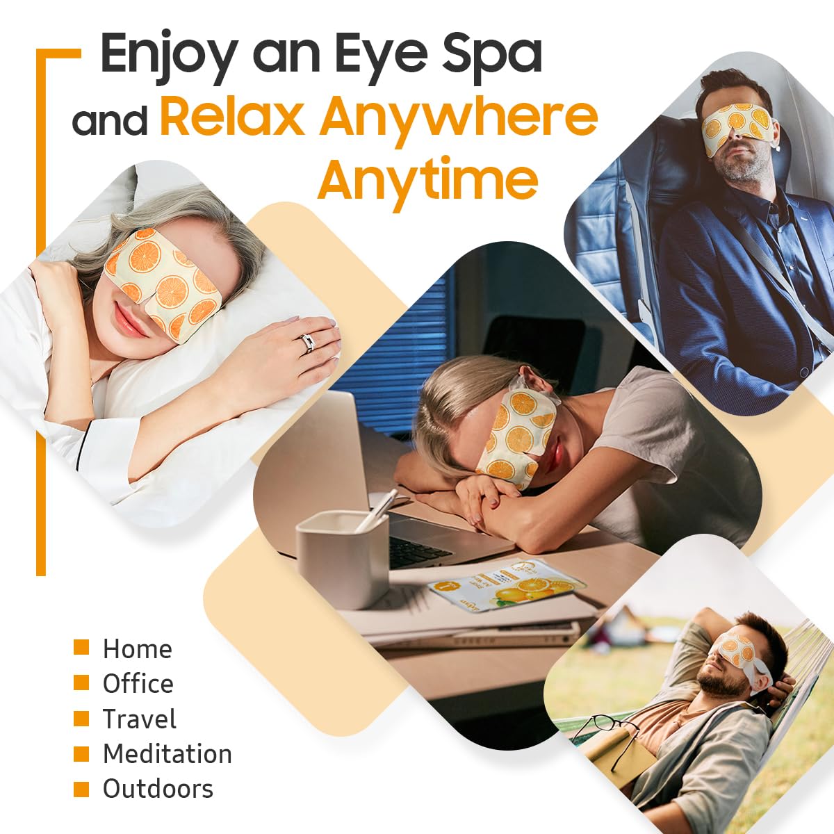 30Packs Steam Eye Mask, Heated Eye Mask Warm Compress for Eyes, Self Heating Warm Eye Masks Disposable Steam Mask for Home Sleep, Spa, Travel Essentials & Relaxation Gifts (Sweet Orange)