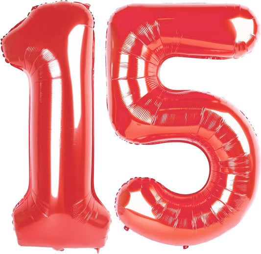 Red Number 15 Balloon 40 Inch Birthday Decorations, Number 15 Balloon Birthday Party Decorations, Anniversary Decorations Graduations Party Supplies