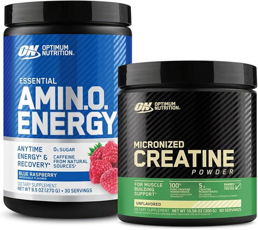 Optimum Nutrition Amino Energy - Pre Workout with Green Tea, BCAA, Amino Acids & Micronized Creatine Monohydrate Powder, Unflavored, Keto Friendly, 60 Serving