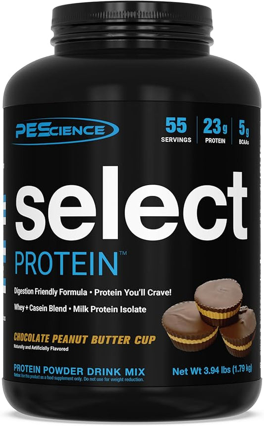 PEScience Select Protein Powder, Whey and Casein Blend, Clean Protein Powder for Women and Men, Low Calorie, Low Carb, Keto Friendly, Gluten Free, Chocolate Peanut Butter Cup, 55 Servings