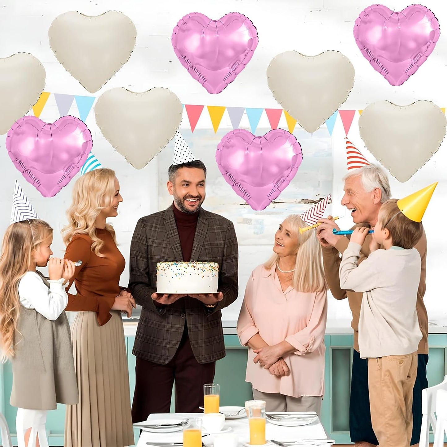 Purple Cream White Heart Balloons,12Pcs 18Inch Cream Purple Sand White Heart Shaped Foil Helium Balloons for Baby Shower Birthday Anniversary Wedding Engagement Party Decorations