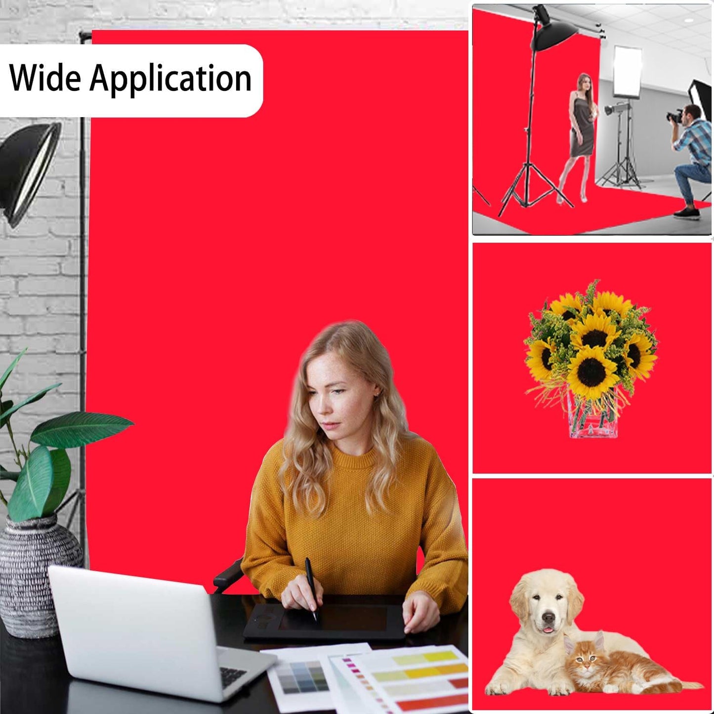 Red Photography Backdrop for Photoshoot, Photo Backdrop Curtain, Perfect Red Backdrops for Party Portrait Photoshoots Video Studio 8FTx10FT