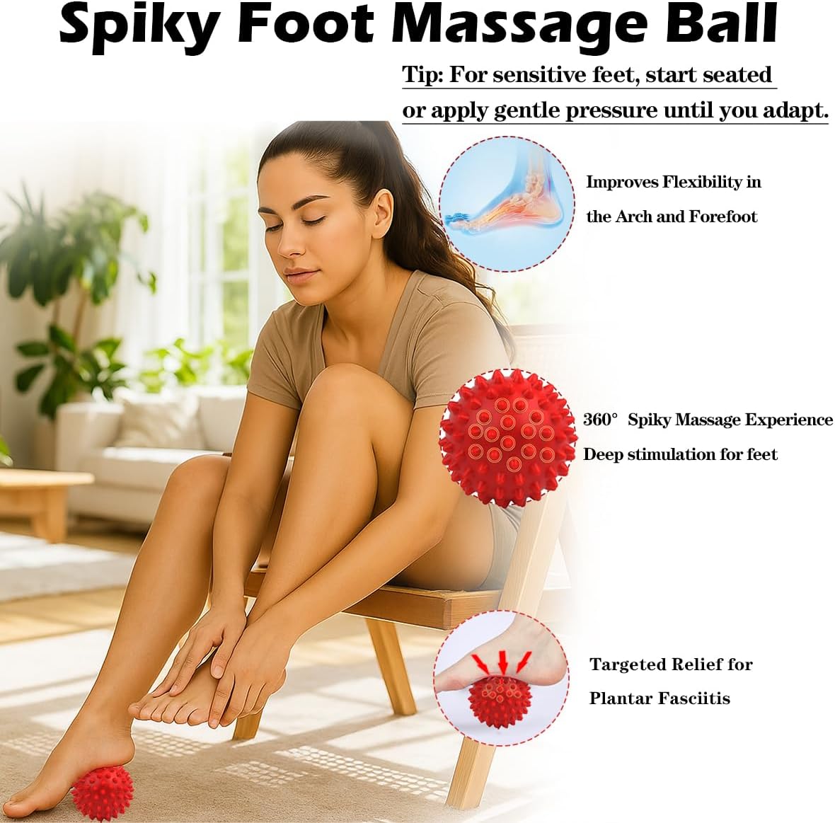 Physical Massage Therapy Ball Set: Lacrosse & Spiky Ball Set for Myofascial Release, Plantar Fasciitis, Stress Relief for Back, Neck, Feet - for Home, Office, Gym