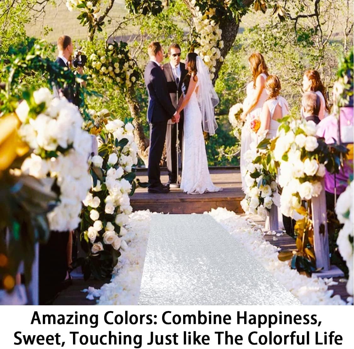 ShinyBeauty 4Ft x 20Ft Silver Sparkly Wedding Aisle Runner - Ideal for Prom, Beach & Outdoor Weddings Floor Carpet Runner for Stairs Decoration