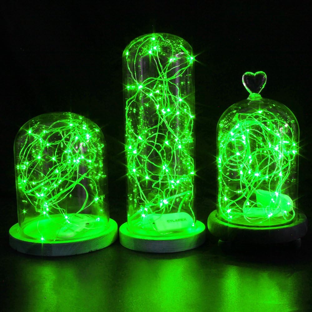 CYLAPEX 6 Pack Green Fairy Lights String Battery Operated Fairy Lights Firefly Lights LED Starry String Lights 3.3ft 20 LEDs Silvery Copper Wire for Christmas DIY Decoration Costume Wedding Party