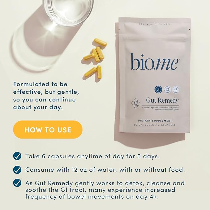 Biome Gut Remedy Capsules (5 Day Cleanse, 3 Rounds, 90 Capsules) Gut Cleanse with Magnesium Citrate, Berberine, Immunolin, L-Glutamine - Reset Digestive System, Rebalance Microbiome (3 Month Supply)