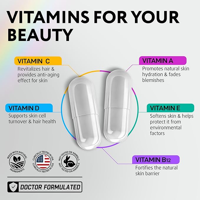 Biotin for Hair Growth Women & Men with Collagen & Keratin 30000mcg for Hair Loss & Thinning Hair - Hair Skin Nails Vitamins, Biotin 10000mcg and Collagen Supplement - Hair, Skin, Nail Care - 60 Pills