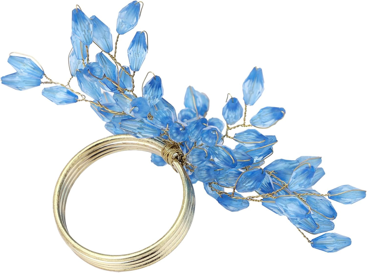 Napkin Rings Set of 6 for Dining Table Decoration Parties Everyday Metal Napkin Holder Leaf Turquoise (Pack of 6)