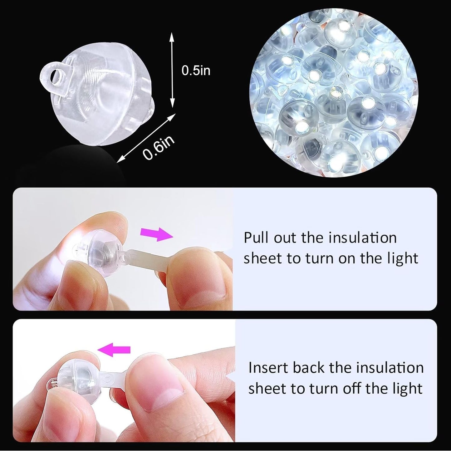 ZGWJ 100Pcs Balloon Lights with Lanyard, Long Standby Time Mini Ball Lights for Party Decorations, Paper Lantern, Easter Eggs, Birthday Party, Halloween Christmas Decoration (Glow steadily White)